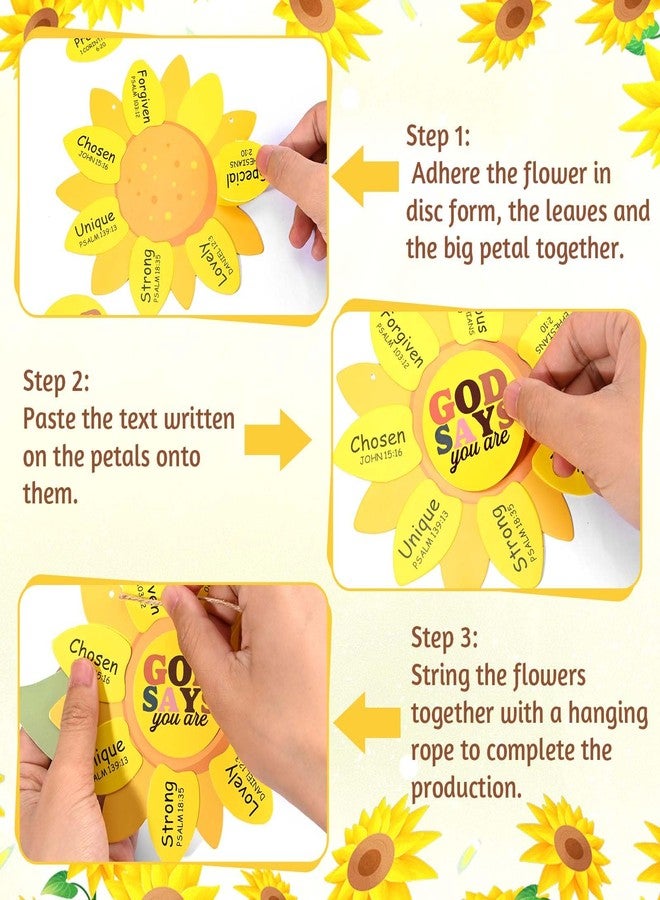 Sanixin 24 Sets Sunday School Crafts God Says You are Sunflower Craft Kit Religious Bible School Sunflower Craft Gifts Kit for Christian Faith Home VBS Magnified Church Activities Supplies - Image 3